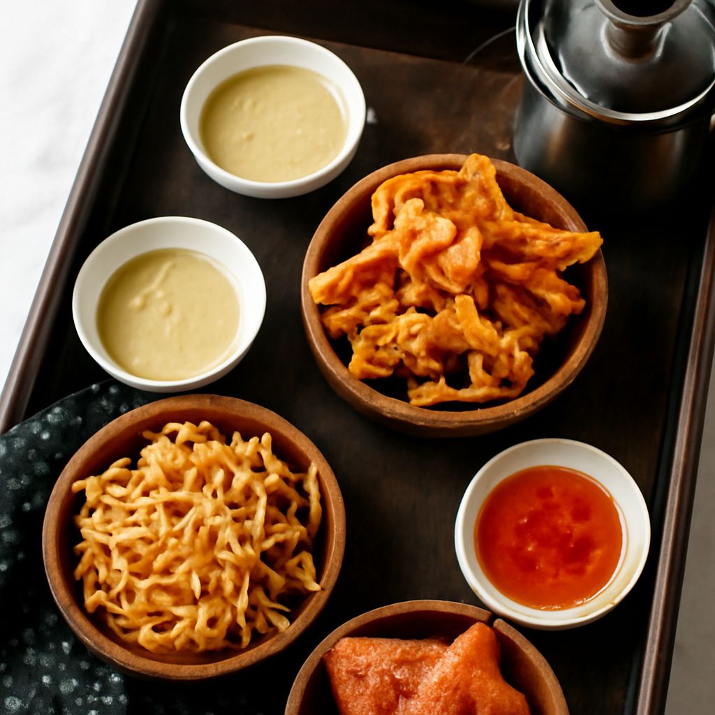 Chinese crispy noodles with crunchy fried strands and noodle nests