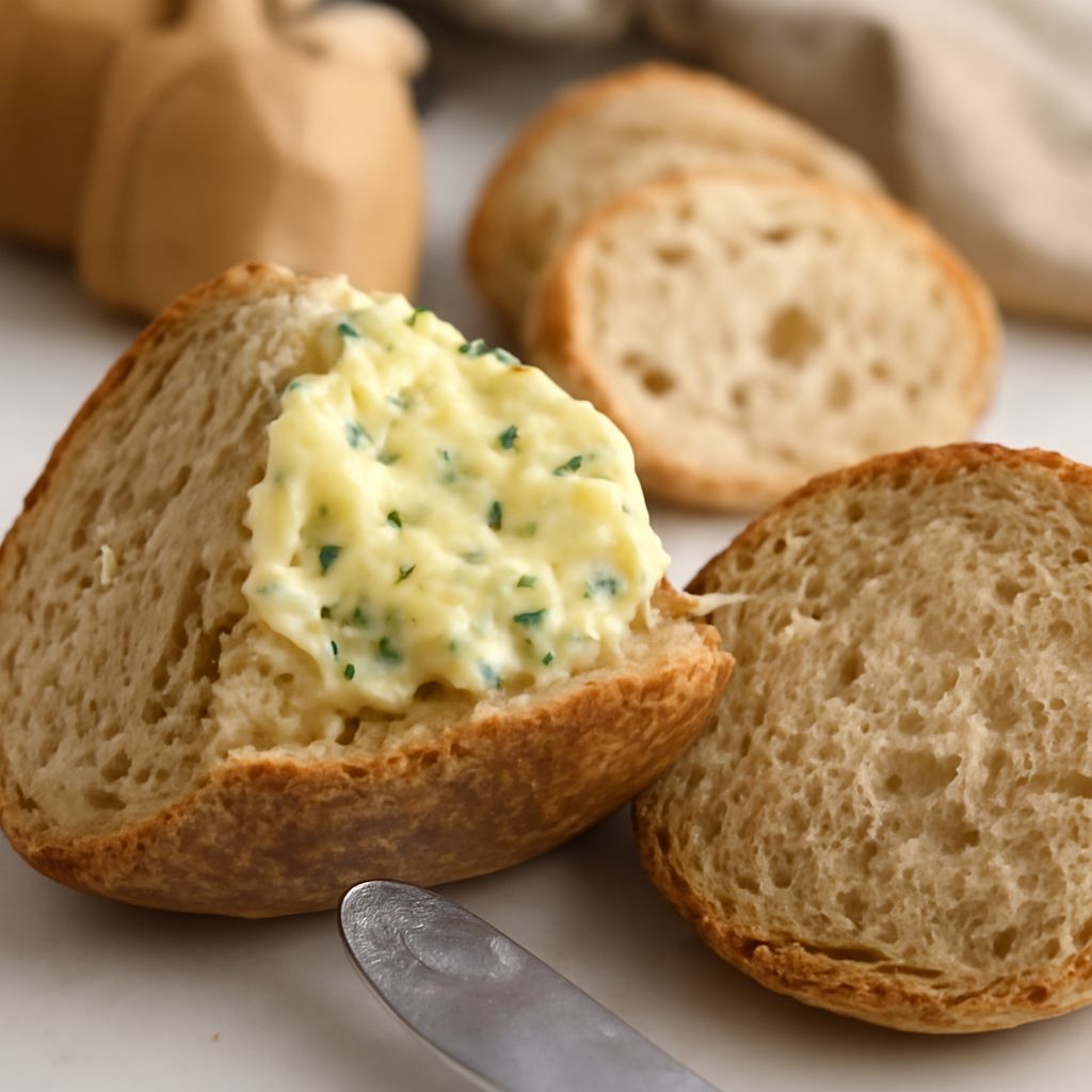Herbed compound butter sliced into rounds