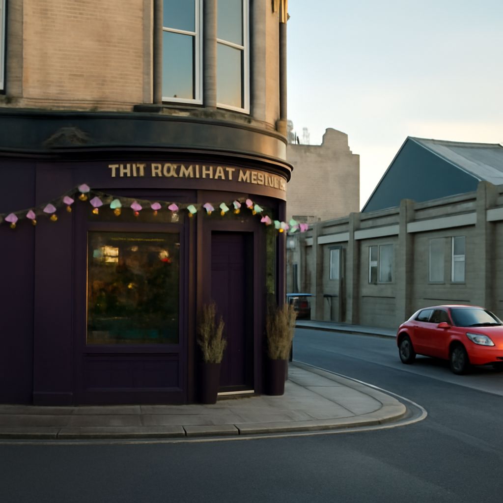 English pub exterior with outdoor seating