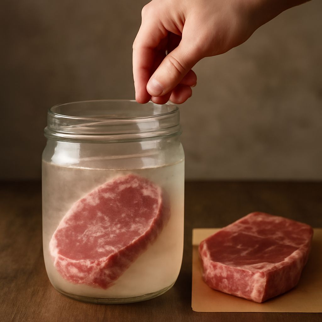 Saltwater brine in a bowl for cooking