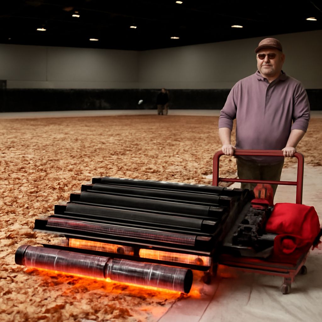 The biggest pizza in the world spread across a Los Angeles convention-center floor