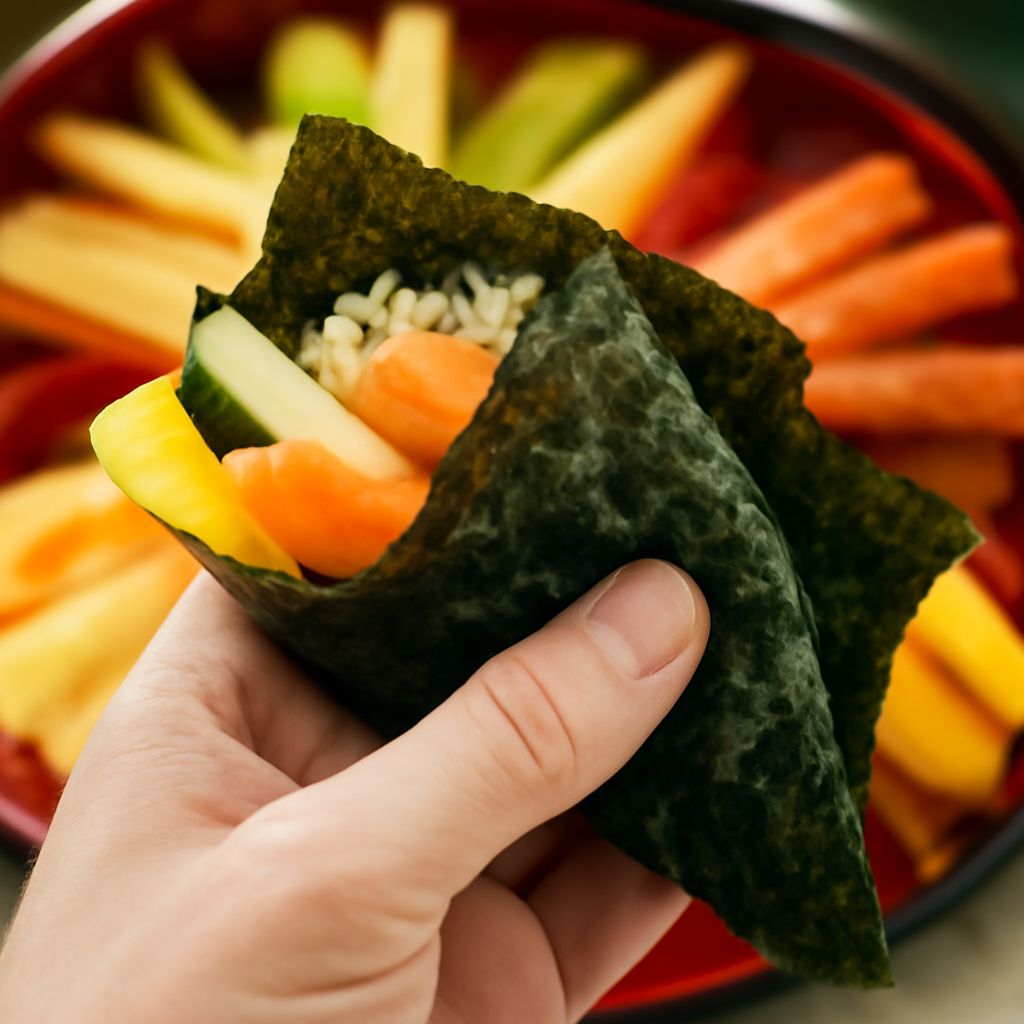 Assorted sushi rolls showing different shapes, wrappers, and fillings