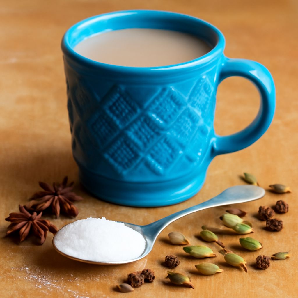 Indian chai tea recipe with milk, black tea, and whole spices