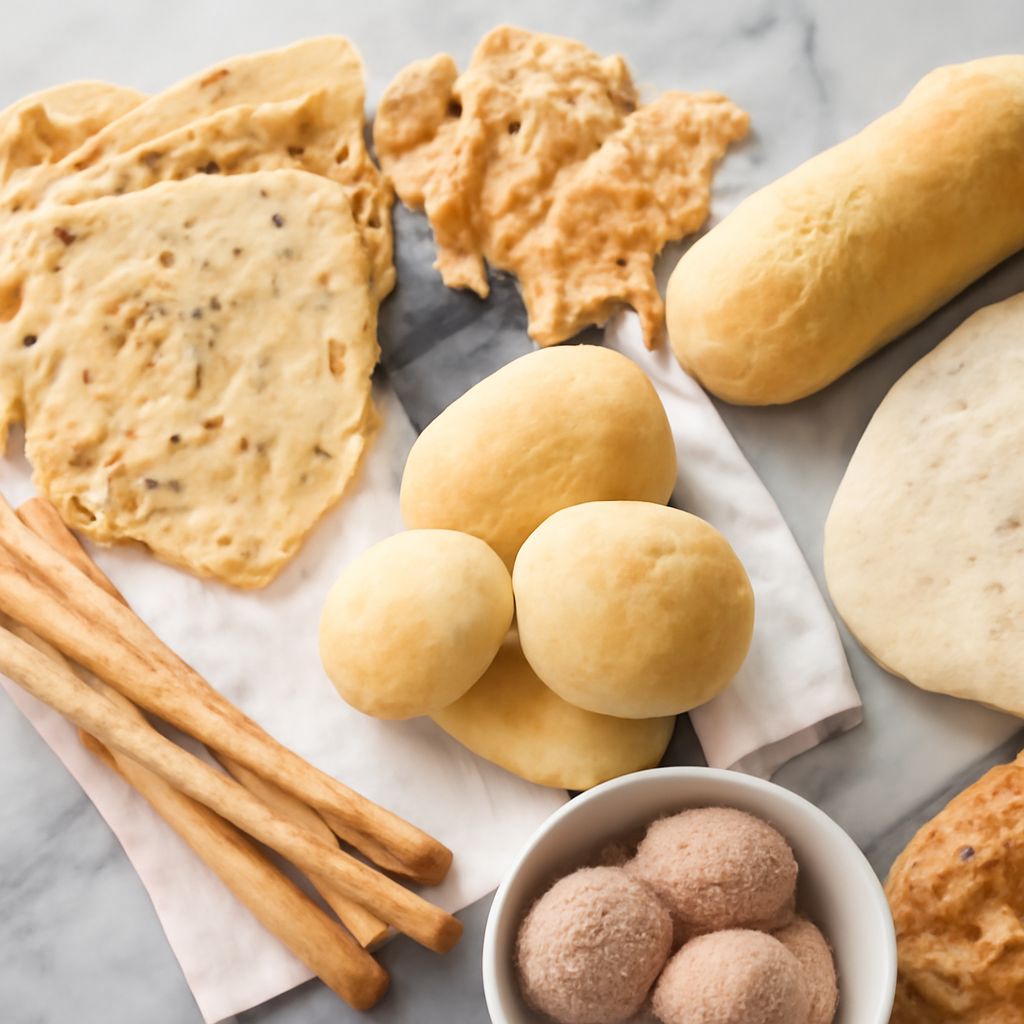 Assorted savory and sweet bakes made with leftover pizza dough