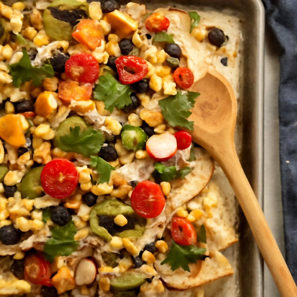 Mexican party food spread with tacos, salsas, sides, and desserts