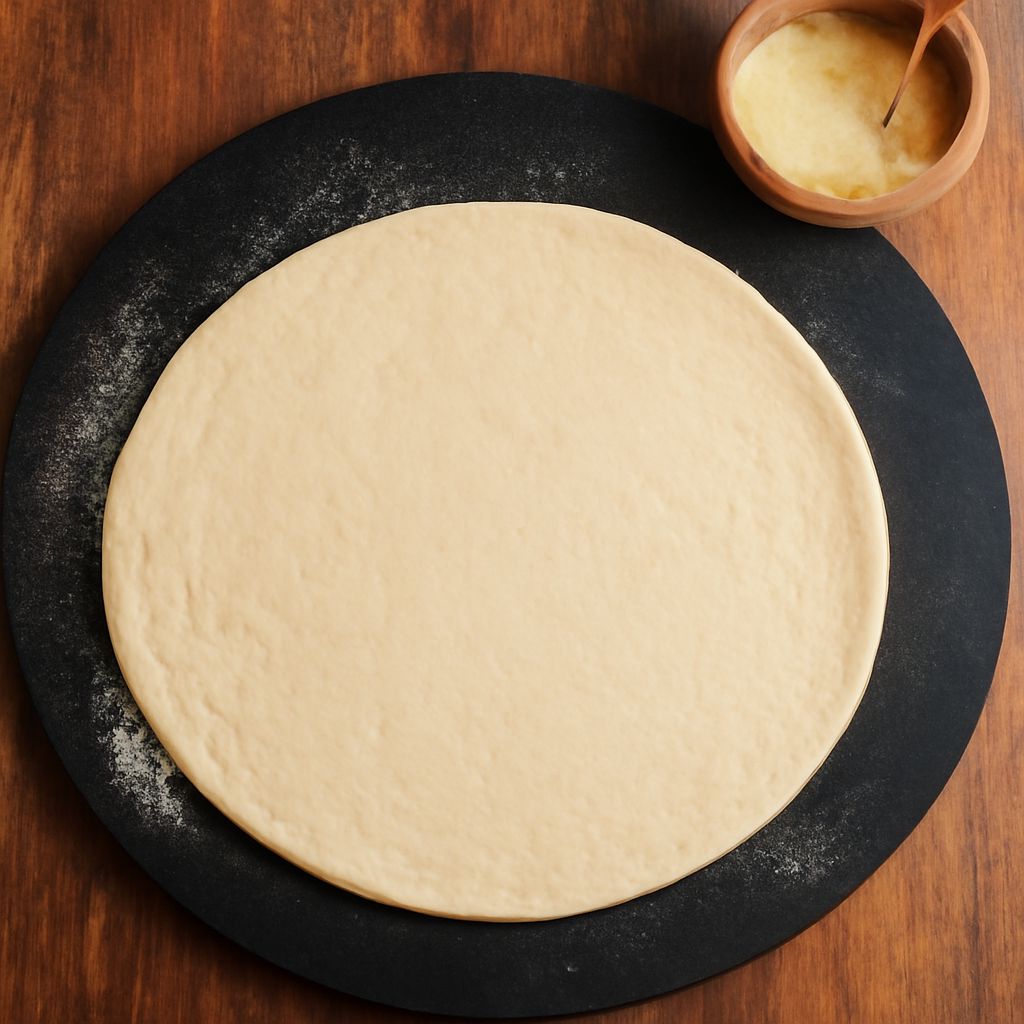 Pizza dough rising with visible bubbles in a bowl