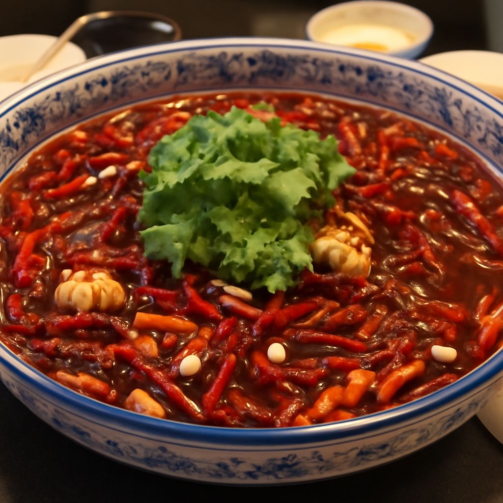 Szechuan fish topped with dried chiles, Sichuan pepper, and hot oil