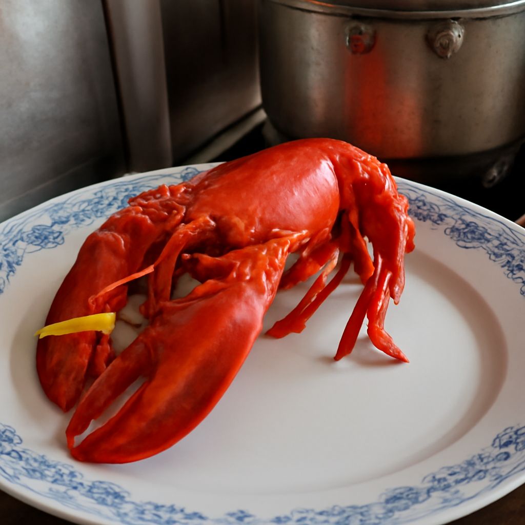 Whole lobster steaming in a covered pot