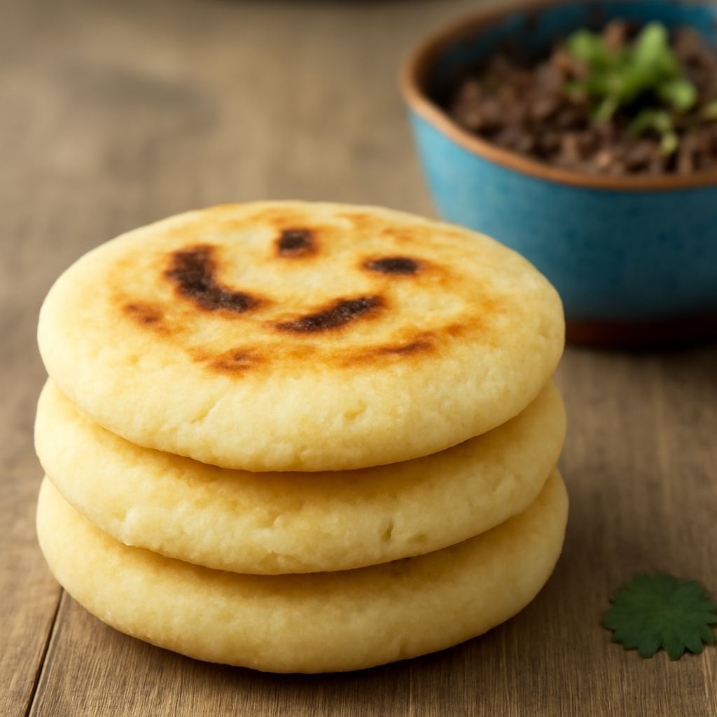 Freshly cooked arepas ready to be served