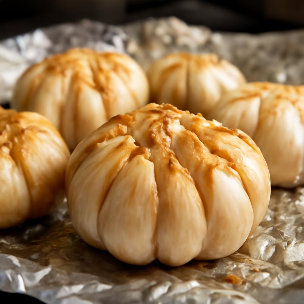 Roasted garlic cloves fresh from the oven