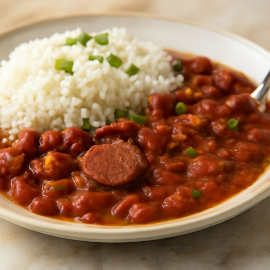 A bowl of authentic Louisiana red beans and rice